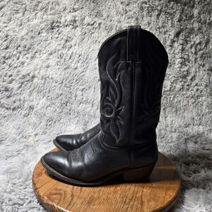 Like Nocana  Men's Size 8 Black Deertan Embroidered Leather Western Cowboy Boot